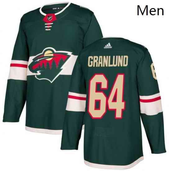 Mens Adidas Minnesota Wild 64 Mikael Granlund Premier Green Home NHL Jersey